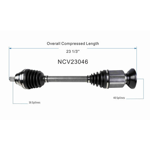 Front Right CV Axle Shaft Assembly Compatible with Audi Models 2017-2022 TT RS/RS3 CV Joint Replace 80-1004 B17135N 5N0-407-766-D