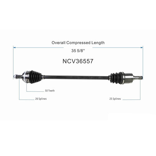 Front Left CV Axle Shaft Assembly Compatible with Honda Models 2001-2005 Civic Drive Side CV Joint Replace 44306-S5A-J11 44306-S5A-J51 44306-S5D-A61 91527 60-4069 20870392 66-4060 8089N NCV36557