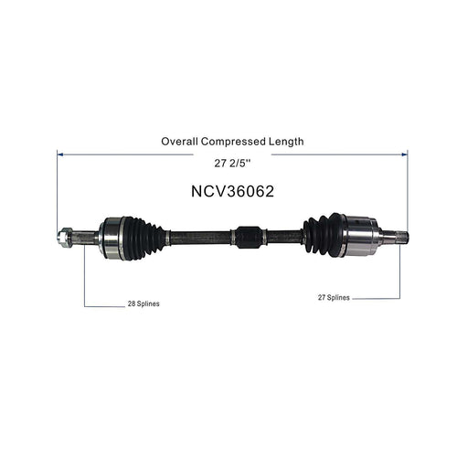 Front Left CV Axle Shaft Assembly Compatible with Honda Models 2016-2021 Civic CV Joint Replace B9796N HO-8545 44306-TBC-A51