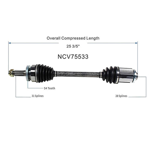 Front Right CV Axle Shaft Assembly Compatible with Hyundai Models 2007-2008 Entourage Fit for Kia Models 2006-2010 Sedona CV Joint Replace 49500-4D001 49500-4D700 10051736 66-8159 60-8159 49500-4D000