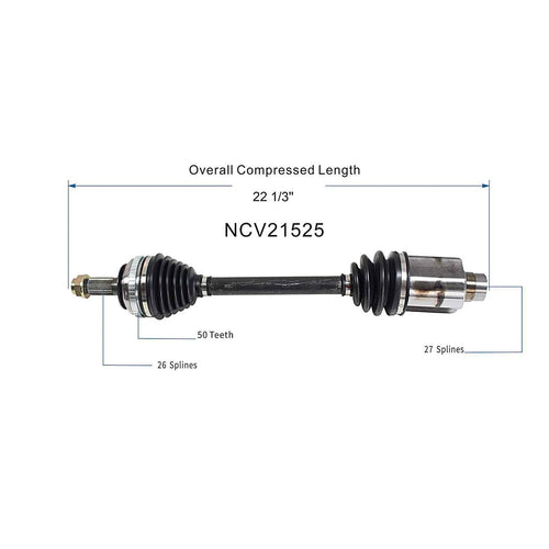 Front Left CV Axle Shaft Assembly Compatible with Honda Models 1994-2000 Civic/del Sol Fit for Acura Models 1994-2001 Integra Drive Side CV Joint Replace 44011-S04-J01 15870325 66-4121 8061N 94-6021