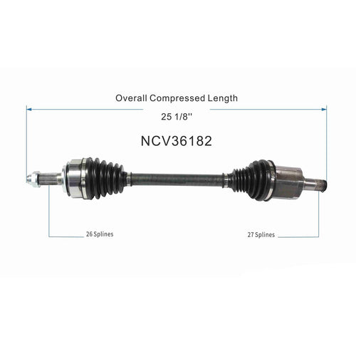 Front Left CV Axle Shaft Assembly Compatible with Honda Models 2016 2017 2018 2019 2020 Civic LX L4-2.0L FWD Manual Trans Drive Side CV Joint Replace 44306-TBA-A01 HO-8551 HO-8682 HO-8683 14837N