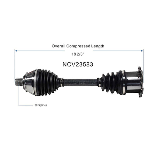 Front Right CV Axle Shaft Assembly Compatible with Compatible with Audi Models 2004-2009 A8 Quattro 2007-2009 S8 CV Joint Replace 19364990 11827238 B10953N 80-8116 77333 AD-8133 4E0-407-272-Q