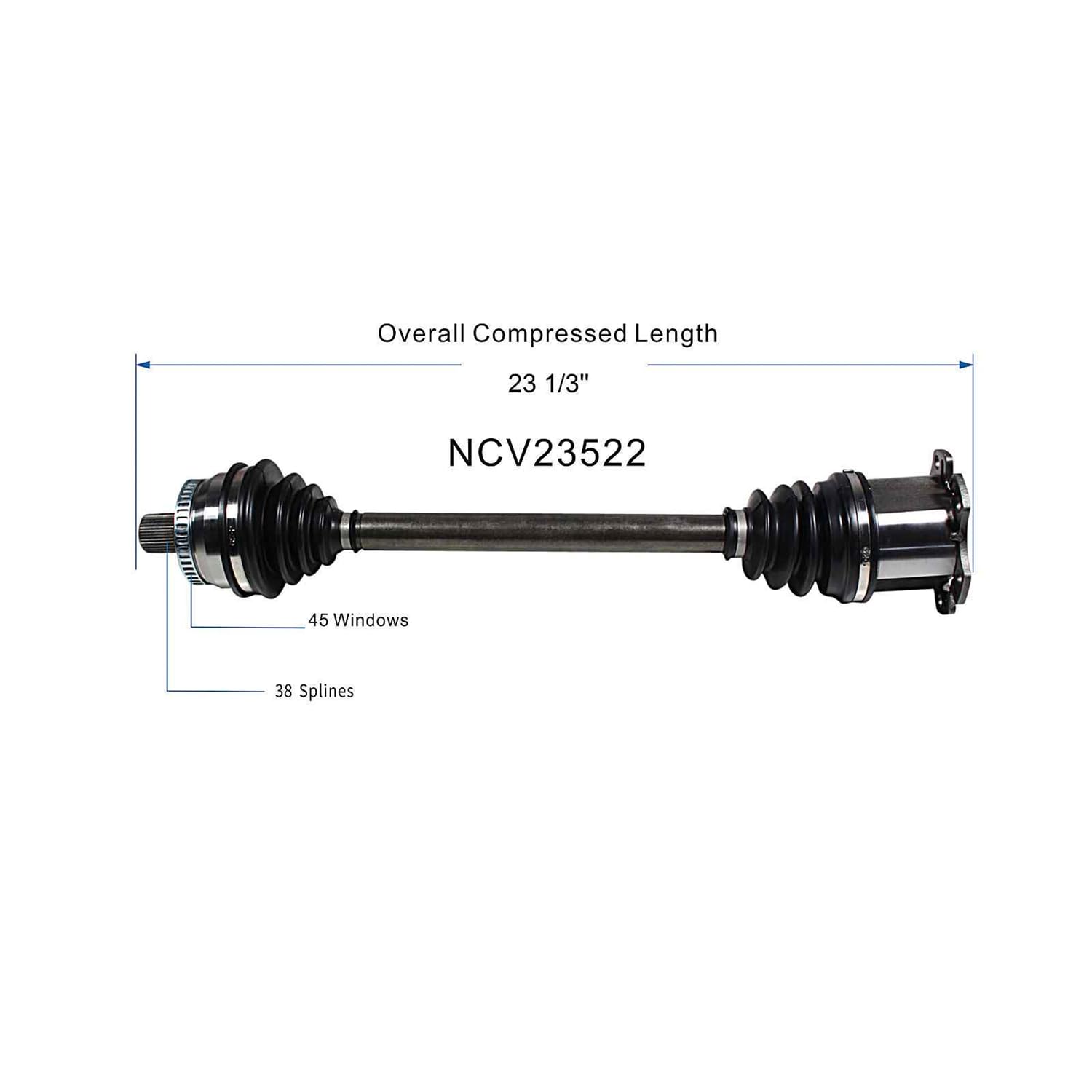 Front Left CV Axle Shaft Assembly Compatible with 2002-2006,2008 A4 Quattro Base, Avant 2006-2007 A4 Quattro DTM 2002-2003 A4 Base CV Joint Replace 8E0-407-271-AJ 8E0-407-271-AR 8E0-407-271-AH