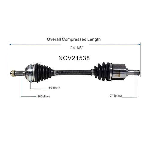 Front Left CV Axle Shaft Assembly Compatible with Acura Models 2002-2006 RSX Fit for Honda Models 2002-2005 Civic Drive Side CV Joint Replace HO-8186 10249N 19342589 20870335 60-4208 66-4209 94-6123