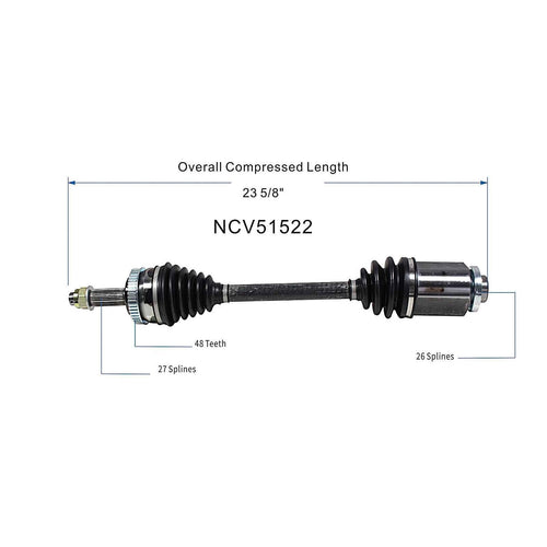 Front Right CV Axle Shaft Assembly Compatible with 2005-2006,2009 Tucson 2007-2008 Tucson Limited, GLS, SE 2008 Tucson GL CV Joint Replace 49500-2E950 49500-1F400 49500-1F600 49500-1F800 49500-2E900