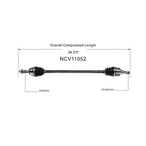 Front Right CV Axle Shaft Assembly Compatible with 1988-1990 Festiva FWD Manual Trans 1991-1993 Festiva GL, L FWD Manual Trans CV Joint Replace 19343001 20870505 66-2018 60-2018 60-2109 FOBZ-3B436-C