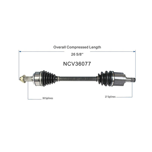Front Left CV Axle Shaft Assembly Compatible with Honda Models 2013-2014 Civic/Accord Drive Side CV Joint Replace 44306-T2A-A50 HO-8422 14210N 66-4342 66-4344