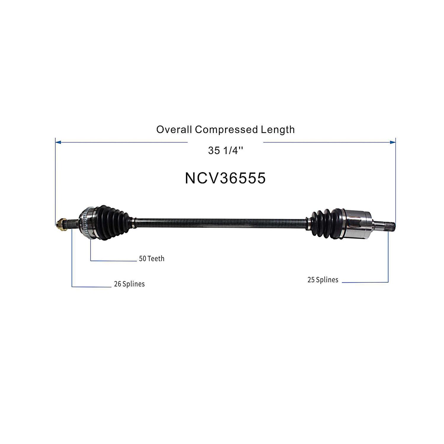 Front Left CV Axle Shaft Assembly Compatible with Honda Models 2001-2005 Civic Drive Side CV Joint Replace 44306-S5A-J01 44306S5AJ01 44306S5DA01 44306S5DA51 66-4191 94-6052 95-6233 946052 NCV36555