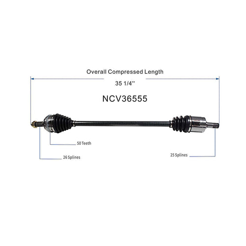 Front Left CV Axle Shaft Assembly Compatible with Honda Models 2001-2005 Civic Drive Side CV Joint Replace 44306-S5A-J01 44306S5AJ01 44306S5DA01 44306S5DA51 66-4191 94-6052 95-6233 946052 NCV36555