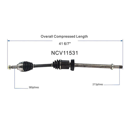 Front Right CV Axle Shaft Assembly Compatible with Lincoln Model 2010-2014 MKT Fit for Ford Model 2008-2014 Flex/Taurus/Taurus X Fit for Mercury Model 2008-2009 Sable Replace 8A8Z-3B436-C 8A8Z-3B436-A