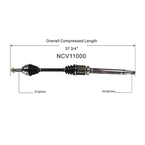 Front Right CV Axle Shaft Assembly Compatible with 2010-2013 Transit Connect L4-2.0L FWD CV Joint Replace 19364937 11350097 66-2173 60-2173 60-2253 11727N 16001N 94-7083 95-7336 FD-8-8047 9T1Z-3B436-A