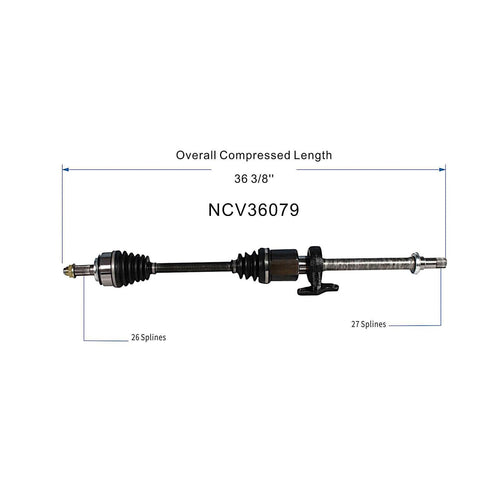 Front Right CV Axle Shaft Assembly Compatible with Honda Models 2012 2013 2014 2015 Civic Passenger Side CV Joint Replace 44305-TR0-A92 B14196N HO-8407