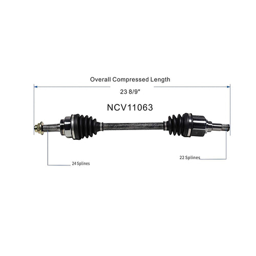Front Left CV Axle Shaft Assembly Compatible with 1988-1993 Festiva FWD Manual Trans CV Joint Replace 80-2411 19343000 20870506 8331N 66-2016 60-2016 71579 94-7107 95-7120 FD-8069 FD-8-8504 NCV11063