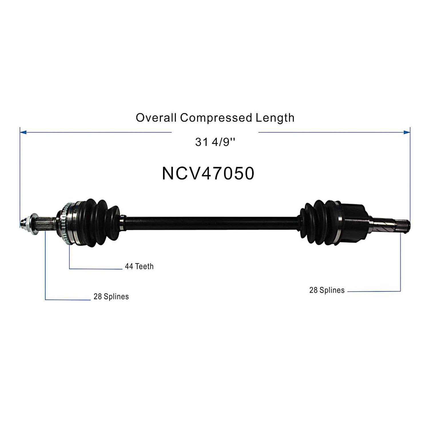 NCV47050 MA042550XA Rear Right CV Axle Shaft Assembly Compatible with Models 2006-2015 MX5 Miata Replace 14695N MA042550XB MZ8208 800338