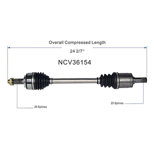 Front Left CV Axle Shaft Assembly Compatible with Honda Models 2012 Civic HF, EX-L, LX, EX, DX Japan Built FWD Auto Trans CV Joint Replace 44306TR0J01 44306-TR0-J00 44306-TR0-J01 80-9846 44306TR0J00