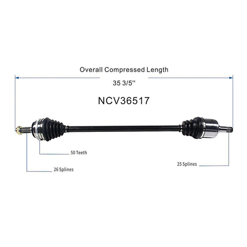 Front Left CV Axle Shaft Assembly Compatible with Honda Models 1992 1993 1994 1995 1996 1997 1998 1999 2000 Civic 1993 1994 Civic del Sol Drive Side CV Joint Replace 44011-S01-003 44011-S01-951