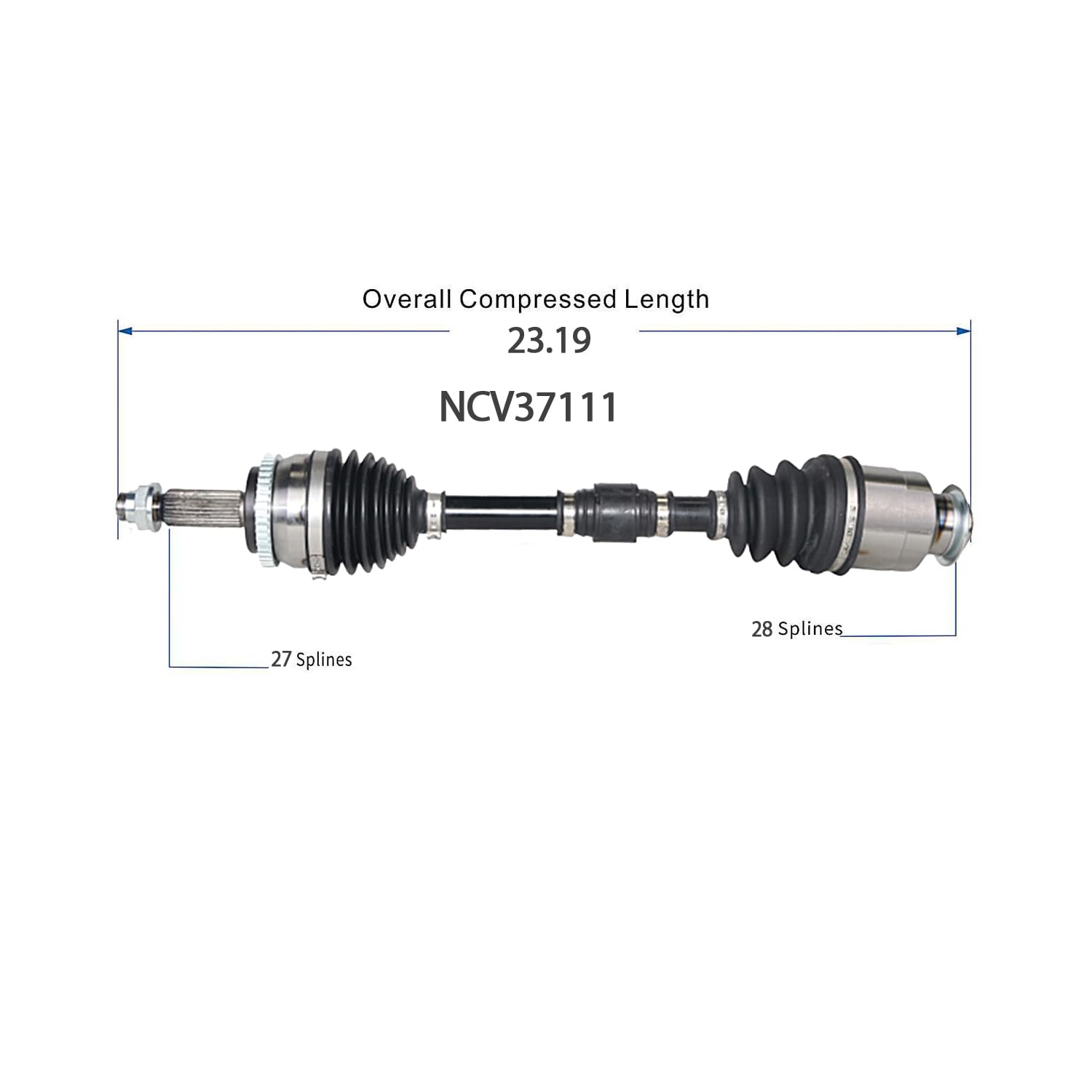 Front Right CV Axle Shaft Assembly Compatible with Kia Models 2017-2018 Forte5 Fit for Hyundai Models 2016-2017 Veloster CV Joint Replace 49501-A7650 HY-8326 15081N 80-0887 49501-2V500