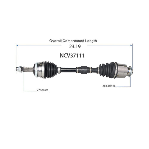 Front Right CV Axle Shaft Assembly Compatible with Kia Models 2017-2018 Forte5 Fit for Hyundai Models 2016-2017 Veloster CV Joint Replace 49501-A7650 HY-8326 15081N 80-0887 49501-2V500
