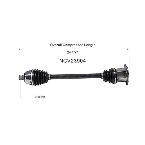 Front Left CV Axle Shaft Assembly Compatible with Compatible with Audi Models 2007-2010 A8 Quattro CV Joint Replace 19365004 11350175 60-7455 B10952N 77285 AD-8131 4E0-407-271-P