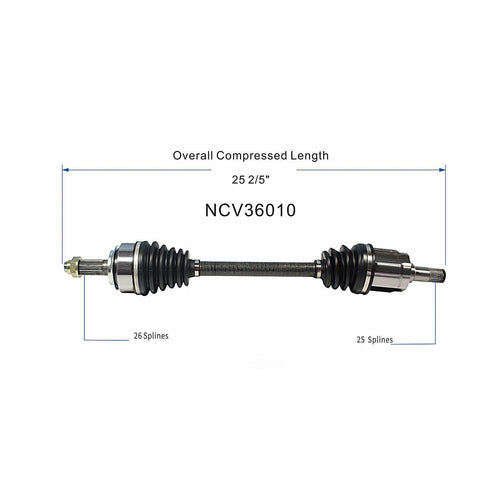 Front Left CV Axle Shaft Assembly Compatible with 2009-2011 Fit FWD CV Joint Replace 44306-TK6-A01 44306-TK6-A50 19342846 11350154 66-4267 60-4267 11223N 91462 94-6116 95-6336 HO-8321 44306-TK6-A00