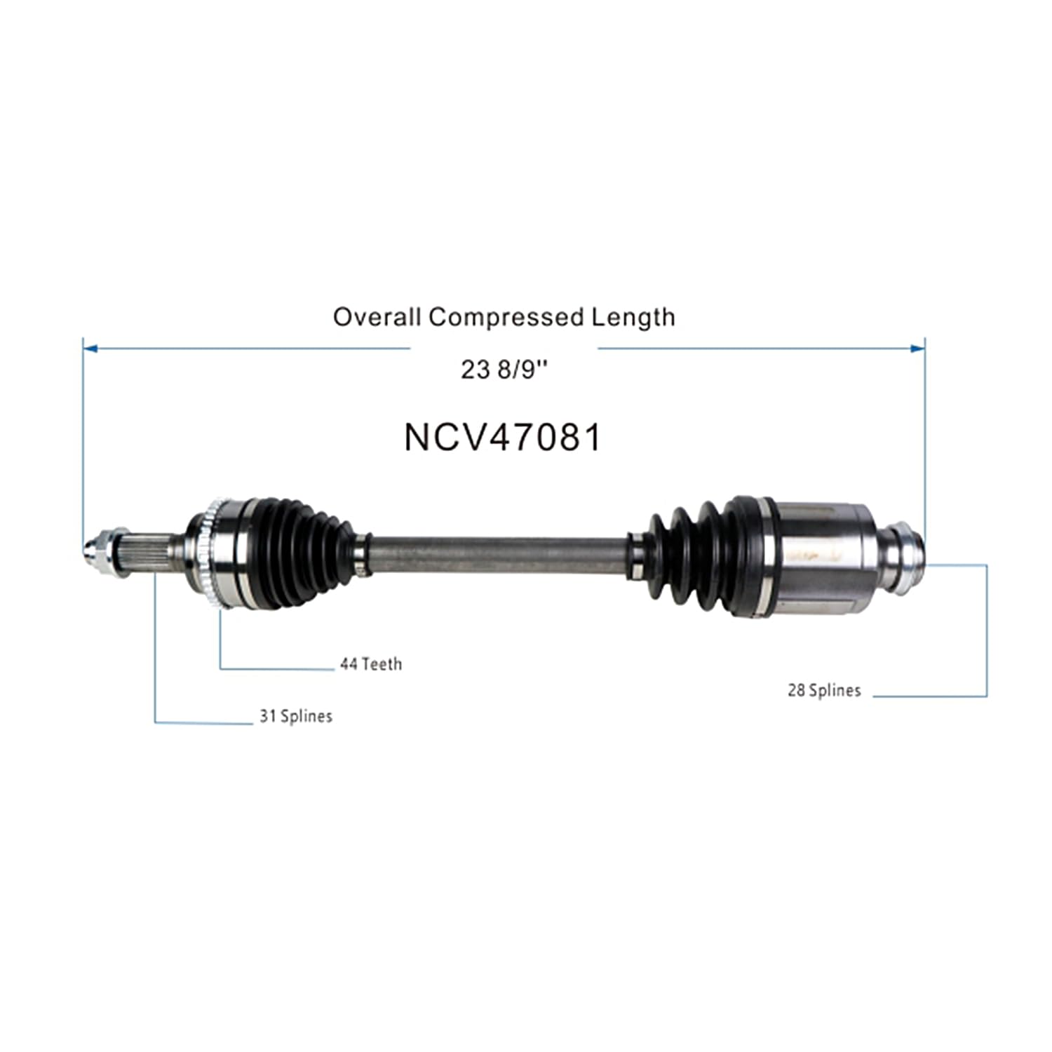 Front Right CV Axle Shaft Assembly Compatible with Mazda Models 2010-2012 CX-7 CV Joint Replace MZ-8259 9818N 249259 80-0908 GP43-25-50X