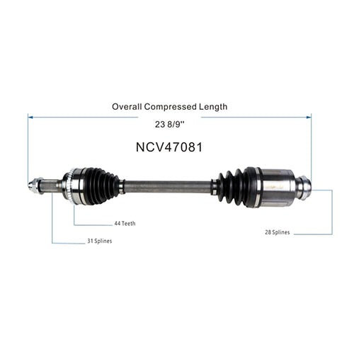 Front Right CV Axle Shaft Assembly Compatible with Mazda Models 2010-2012 CX-7 CV Joint Replace MZ-8259 9818N 249259 80-0908 GP43-25-50X