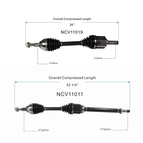 Front Pair CV Axle Shaft Assembly Compatible with Ford Models 2015-2018 Edge Fit for Lincoln Models 2016-2018 MKX CV Joint Replace F2GZ-3B437-N F2GZ-3B436-AG F2GZ-3B436-F F2GZ-3B436-J F2GZ-3B437-F