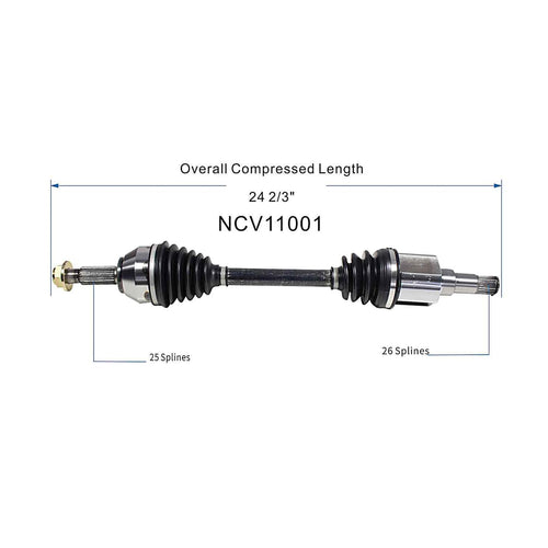 Front Left CV Axle Shaft Assembly Compatible with 2010-2013 Transit Connect L4-2.0L FWD CV Joint Replace 19364938 11350138 66-2252 60-2252 11718N 16002N 71555 94-4088 95-7335 FD-8-8046 9T1Z-3B437-A