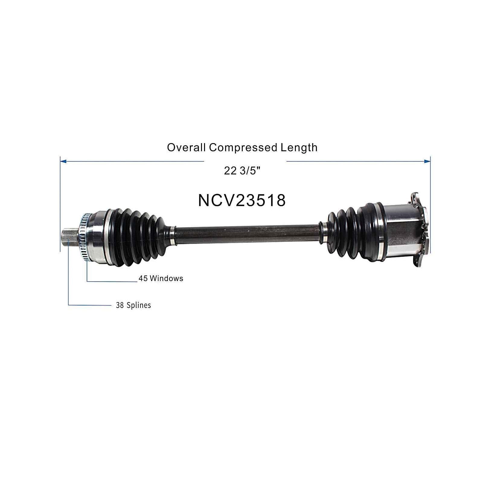 Front Left CV Axle Shaft Assembly Compatible with Compatible with Audi Models 2005-2009 A4 Quattro CV Joint Replace 66-7383 60-7383 B16248N 80-9070 77901 94-2034 95-2309 AD-8141 8E0-407-271-BN