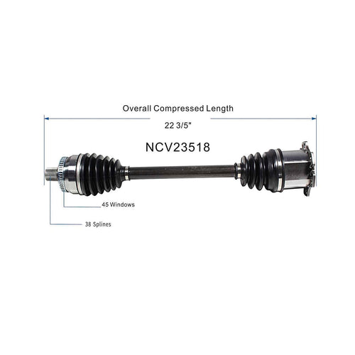 Front Left CV Axle Shaft Assembly Compatible with Compatible with Audi Models 2005-2009 A4 Quattro CV Joint Replace 66-7383 60-7383 B16248N 80-9070 77901 94-2034 95-2309 AD-8141 8E0-407-271-BN