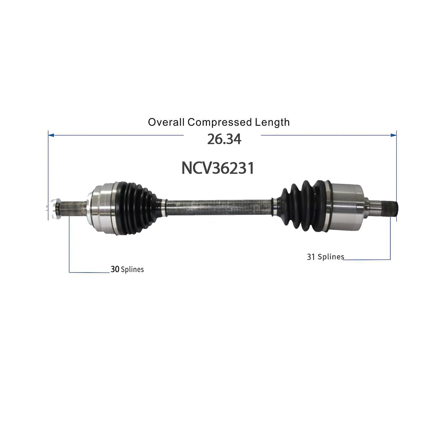 Front Left CV Axle Shaft Assembly Compatible with Honda Models 2017-2021 Civic Type R CV Joint Replace HO-8694 B9799N HO-3536 189694 44306-TGH-A01