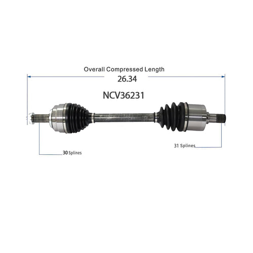 Front Left CV Axle Shaft Assembly Compatible with Honda Models 2017-2021 Civic Type R CV Joint Replace HO-8694 B9799N HO-3536 189694 44306-TGH-A01