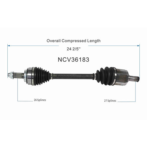 Front Left CV Axle Shaft Assembly Compatible with Honda Models 2012 2013 Civic LX Sedan 4-Door FWD Manual Trans Drive Side CV Joint Replace 44306-TR0-J90 44306TR0J90 91392 HO-8408 66-4314 80-6183