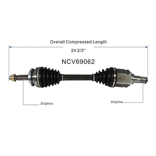 Front Left CV Axle Shaft Assembly Compatible with Scion Models 2011-2016 tC CV Joint Replace 66-5414 60-5414 14516N 90609 TO-8335 43420-21070