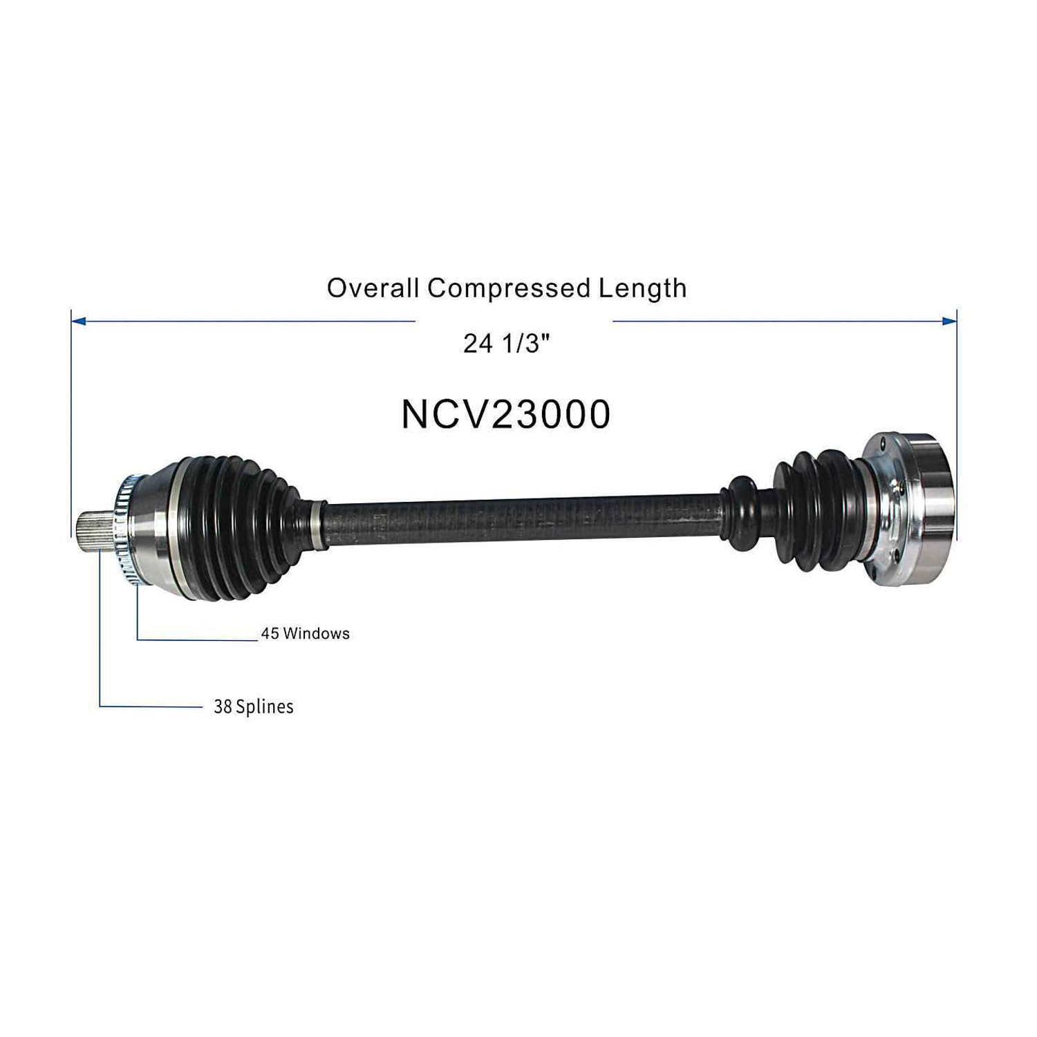Front Left CV Axle Shaft Assembly Compatible with Audi Models 2000-2002 A4/S4 CV Joint Replace 8D0-407-451-MX 77163 AD-8088 11827298 B10683N AD-8-8024A NCV771631 80-0503 109088 8D0-407-271-AR