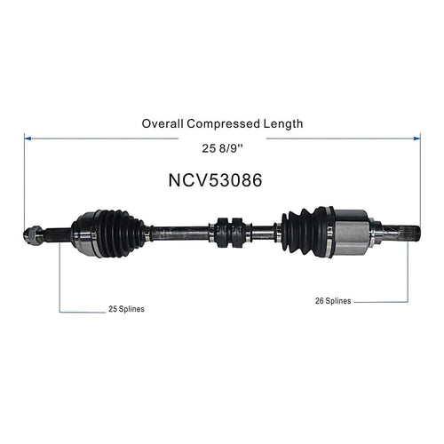 Front Left CV Axle Shaft Assembly Compatible with Nissan Models 2009-2011 Versa 1.6 CV Joint Replace 39101-EL10B 39101EL10B NI-8730 66-6291 NI-8738 NI-8-8814 80-5143 39101-9EL0B