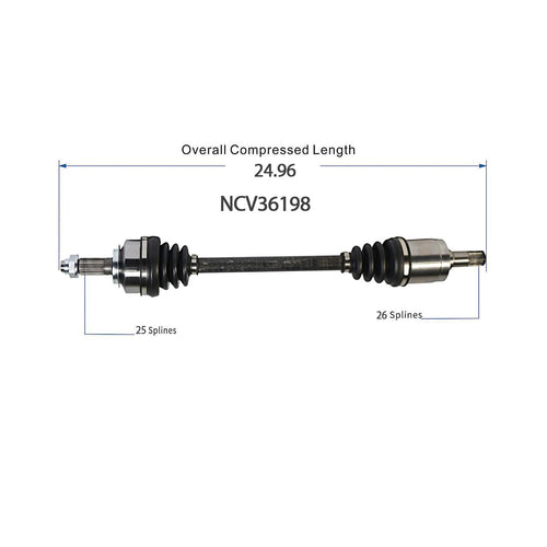 Front Left CV Axle Shaft Assembly Compatible with Honda Models 2015-2020 Fit FWD CV Joint Replace 44306-T5R-A92 HO-8554 14840N HO-8-8779 80-0883 189554 44306-T5R-A02