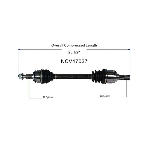 Front Left CV Axle Shaft Assembly Compatible with Mazda Models 2014-2018 3 CV Joint Replace 14952N 14954N MZ-8240 MZ-8241 GDC1-25-60X