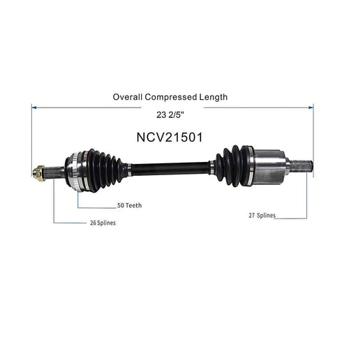 Front Left CV Axle Shaft Assembly Compatible with 1990-1993 Integra FWD CV Joint Replace 44011-SK7-J74 44011-SK7-J82 20870398 66-4062 60-4034 60-4062 8005N 80-1006 94503 94-6008 95-6137 44011-SK7-J73