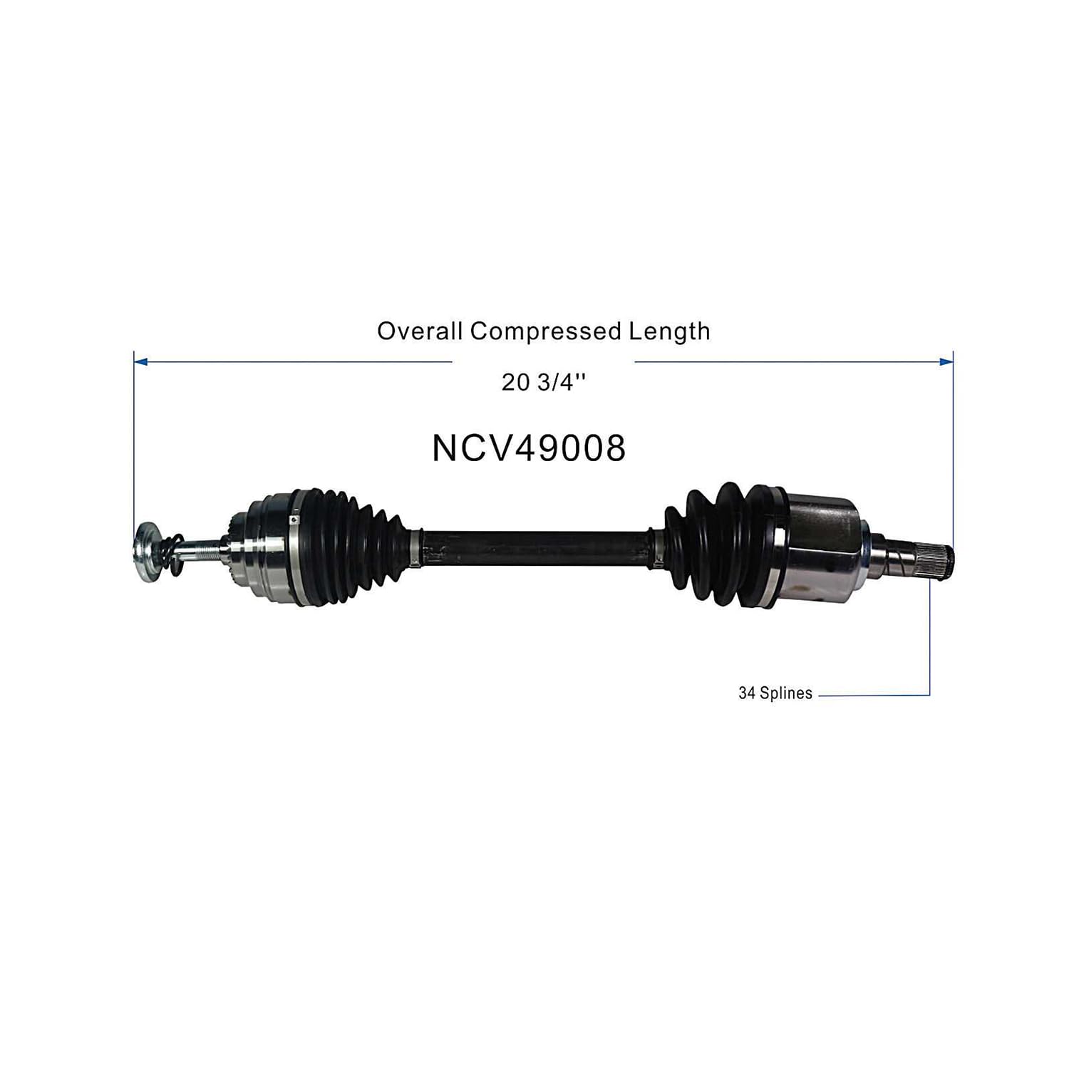 NCV49008 31605A2DFB7 Front Left CV Axle Shaft Assembly Compatible with Mini Model 2014-2023 Cooper Replace BM8157 31608643361 B16465N