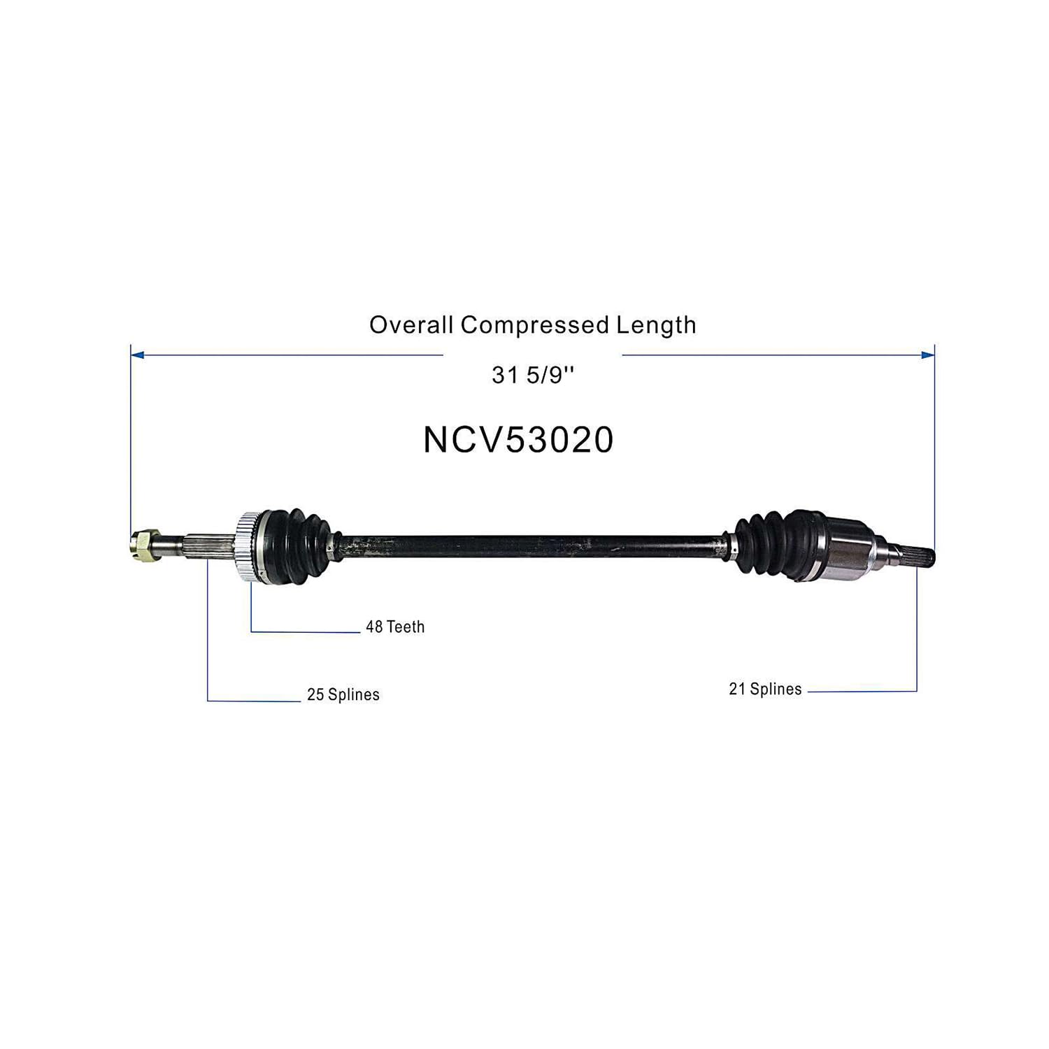 MAXFAVOR CV Axle Joint Assembly 1pc Rear Left or Right Side Compatible With Nissan Rogue Rogue Select S SL SV Advance Sense 2.5L 2008 2009 2010 2011 2012 2013 2014 2015