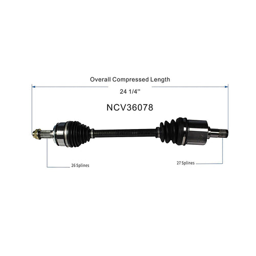 Front Left CV Axle Shaft Assembly Compatible with Honda Models 2012-2015 Civic CV Joint Replace 14197N HO-8408 44306-TR0-A92