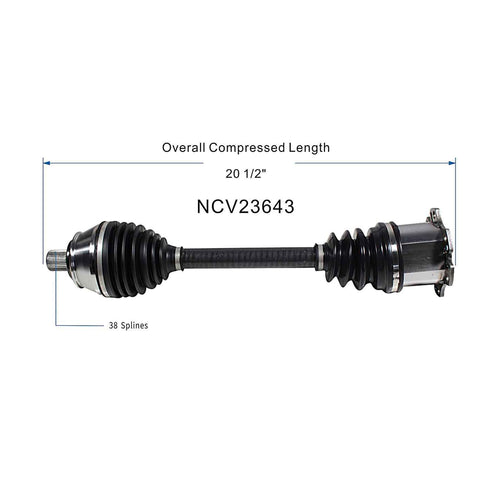 Front Right CV Axle Shaft Assembly Compatible with Compatible with Audi Models 2005-2011 A6 Quattro CV Joint Replace 19342957 11827234 66-7388 60-7388 B10955N 80-8104 77155 95-2311 4F0-407-272-J