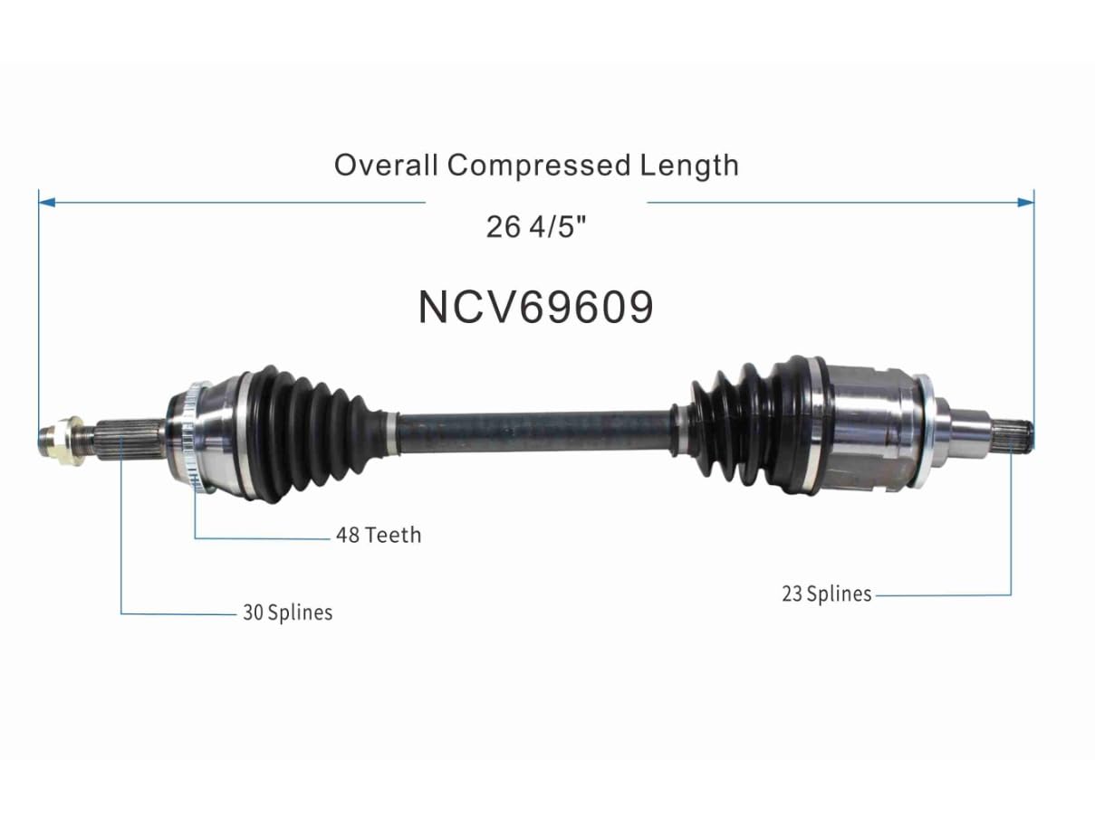 CV Joint Axle Assembly Front Pair Set of 2 Premium CV Axles for Toyota Sienna Truck Van 4WD 3.3L 3.5L V6 Replacement No. NCV69609 x 1;NCV69610 x 1