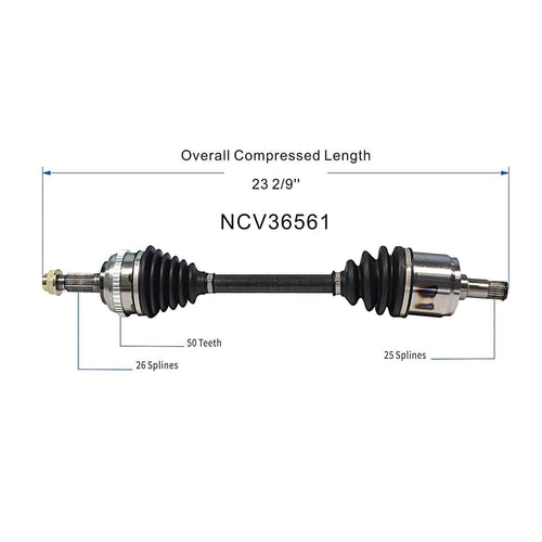 Front Left CV Axle Shaft Assembly Compatible with Honda Models 2003 2004 2005 Civic L4-1.3L FWD Drive Side CV Joint Replace 44306-S5B-950 44306S5B950 NCV36561 91143 80-3261 60-4230 HO-8281 10612248