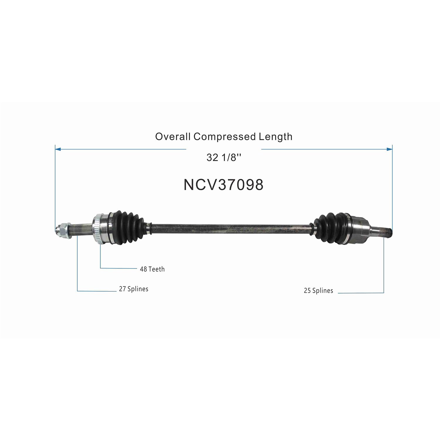Rear Right CV Axle Shaft Assembly Compatible with Hyundai Models 2010-2013 Tucson CV Joint Replace HY-8296 14673N 199296 80-0084 49601-2S000