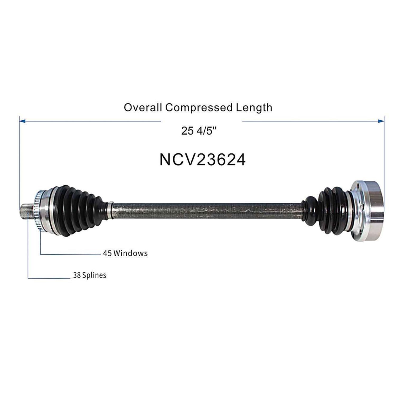 Rear CV Axle Shaft Assembly Compatible with Compatible with Audi Models 2002-2004 A6 Quattro 2003 RS6 2002-2003 S6 CV Joint Replace 4B3-501-203-BX 19365001 B10695N 77519 94-2074 4B3-501-203-B