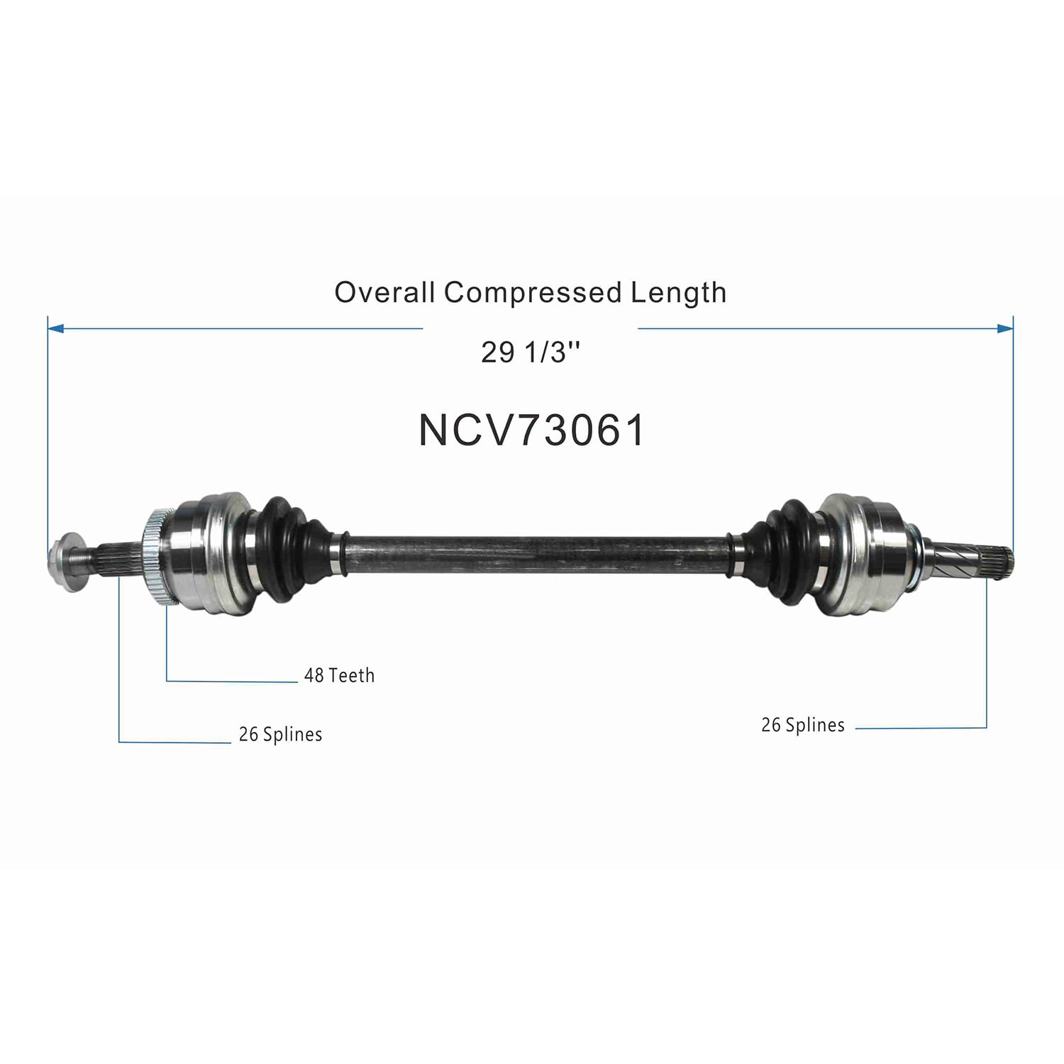 Rear CV Axle Shaft Assembly Compatible with Volvo Models 1995-1998 940/960/S90 CV Joint Replace B16392N 80-0522 6843866-0