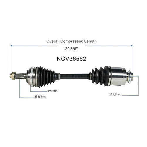 Front Right CV Axle Shaft Assembly Compatible with Honda Models 2003-2005 Civic L4-1.3L FWD Passenger Side CV Joint Replace 44305-S5B-950 44305S5B950 NCV36562 60-4231 91145 80-3262 HO-8280 10612246